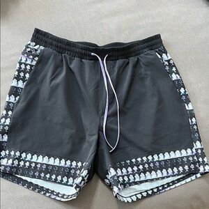 Lululemon Black Patterned swim Short 5” lined
